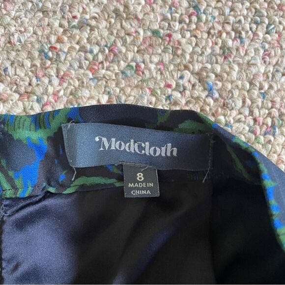 Modcloth Vibrant Green and Blue Peacock Midi Skirt - Picture 3 of 7